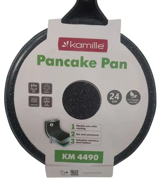 Tigaie pentru clătite Kamille 24 cm cu antiaderent Black Marble - imagine 2