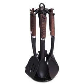 Set ustensile bucătărie Kamille 7 piese cu suport rotativ