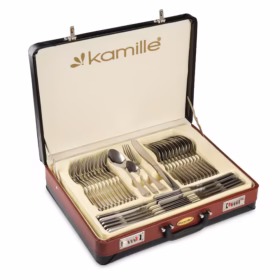 Set tacamuri Kamille inox 12 persoane cu valiză elegantă