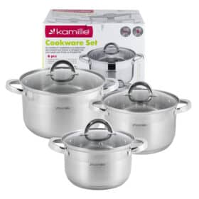 Set de oale cu capac, 6 piese, 4.5L, 5.8L, 7.8L, din inox
