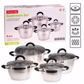 Set 4 oale Kamille inox cu capace