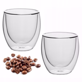 Set 2 pahare Kamille termoizolante din sticlă borosilicată 100 ml