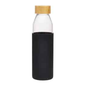 Sticla de sticla cu capac din bambus 500 ml, Negru