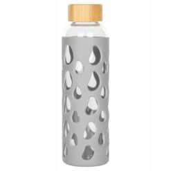 Sticla de sticla cu capac din bambus 550 ml, Gri