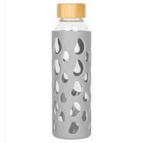 Sticla de sticla cu capac din bambus 550 ml, Gri