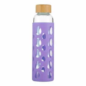 Sticla de sticla cu capac din bambus 550 ml, Mov