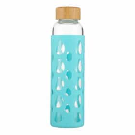 Sticla de sticla cu capac din bambus 550 ml, Albastru