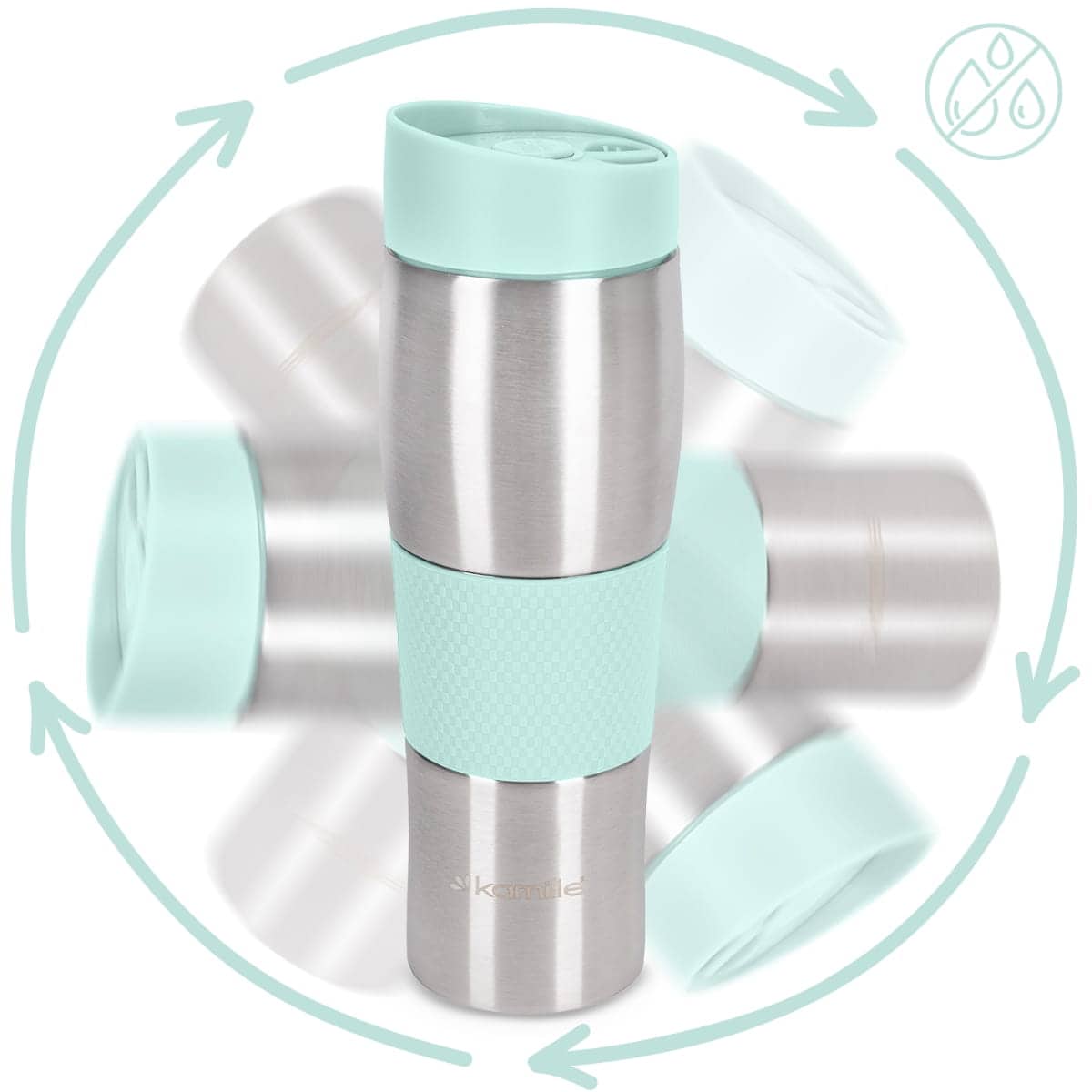 Cana termos din inox, antiderapanta, 480ml, ECO, Menta - imagine 3