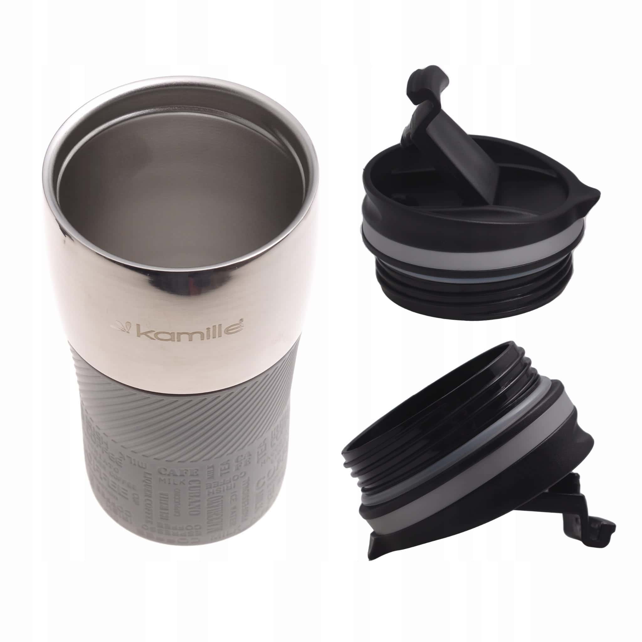 Cana termos antiaderanta, otel inoxidabil, Izolatie termica 8-10 h, 320 ml, Gri - imagine 2