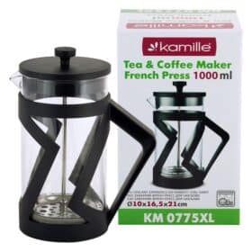 Ceainic cu infuzor Kamille KM‑0775XL – 1000 ml din sticlă rezistentă la căldură și inox