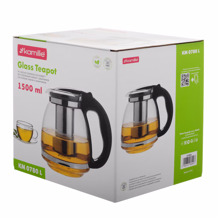 Ceainic Kamille sticlă termorezistentă 1.5L cu infuzor inox - imagine 5