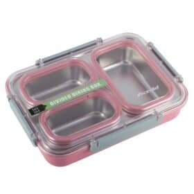Cutie alimentară Kamille 3 compartimente 1200 ml – roz/albastru/verde