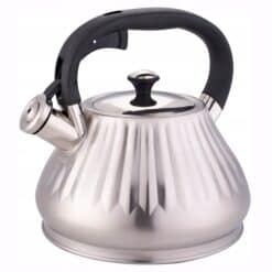 Ceainic Kamille inox 3L cu fluier argintiu‑negru pentru inducție