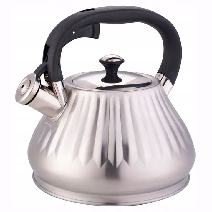 Ceainic Kamille inox 3L cu fluier argintiu‑negru pentru inducție