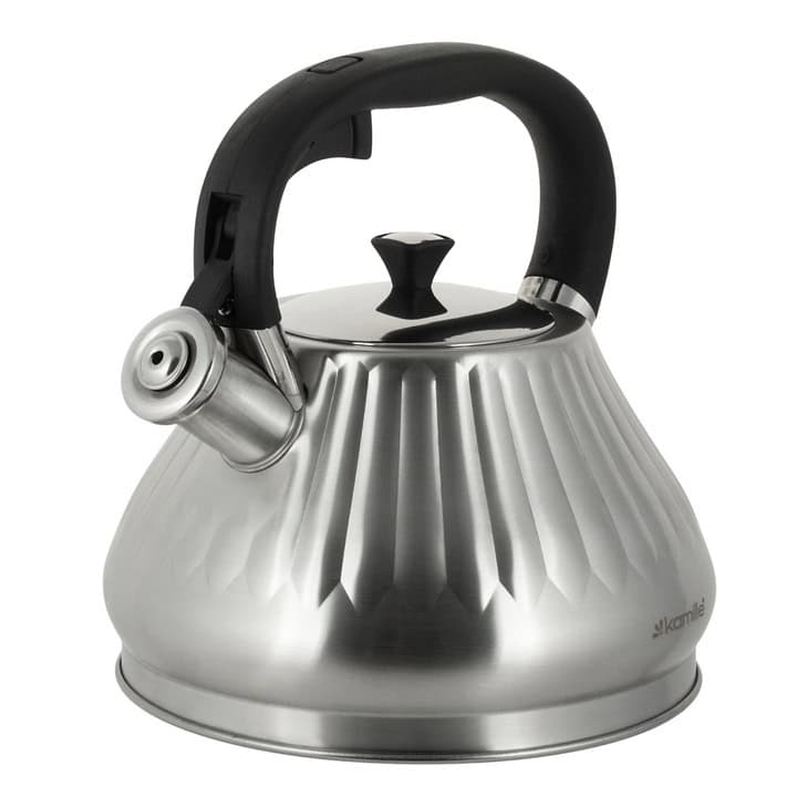 Ceainic Kamille inox 3L cu fluier argintiu‑negru pentru inducție - imagine 2