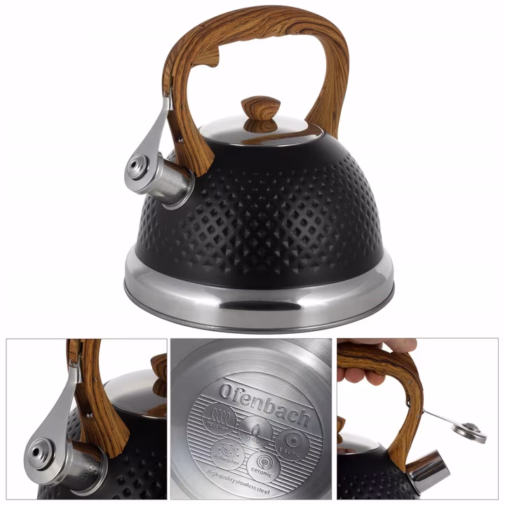 Ceainic cu Fluier, Ofenbach, inox, 2.7 L, negru - imagine 5