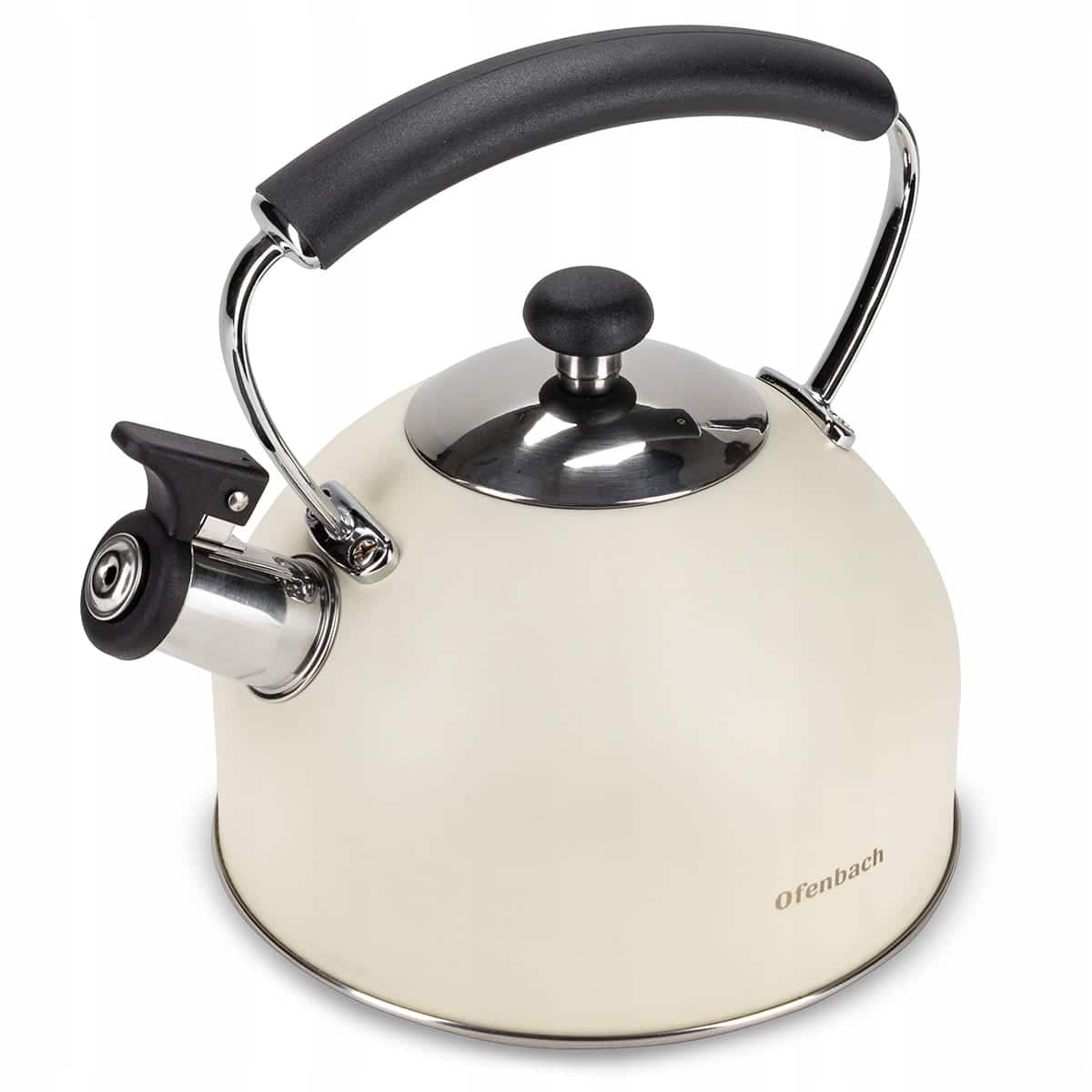 Ceainic modern cu Fluier Emaliat 2.2L Bej - imagine 4