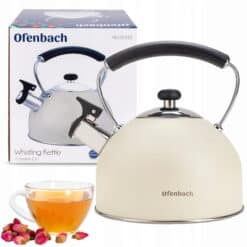 Ceainic modern cu Fluier Emaliat 2.2L Bej