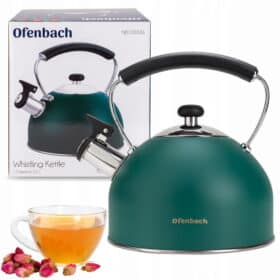 Ceainic modern cu Fluier Emaliat 2.2L Verde