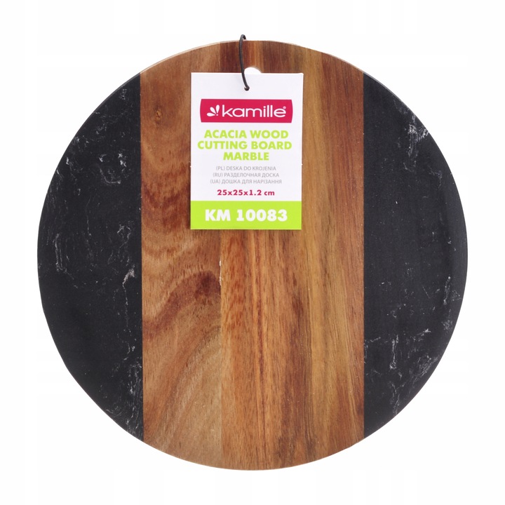 Tocator de bucatarie bambus si plastic, cu maner, 25x1.2cm - imagine 2