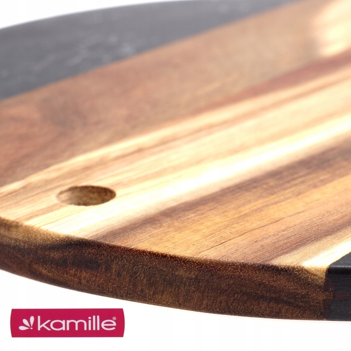 Tocator de bucatarie bambus si plastic, cu maner, 25x1.2cm - imagine 3