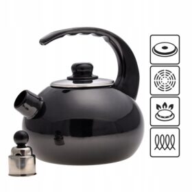 Ceainic cu Fluier, otel, 2.5L, compatibil inductie, negru