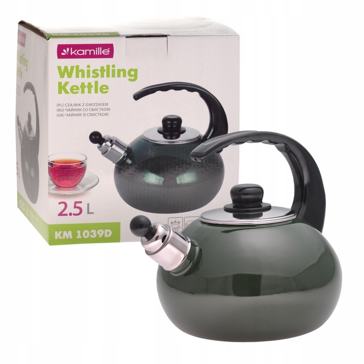 Ceainic cu Fluier emaliat, capacitate 2,5L, compatibil inductie - imagine 2