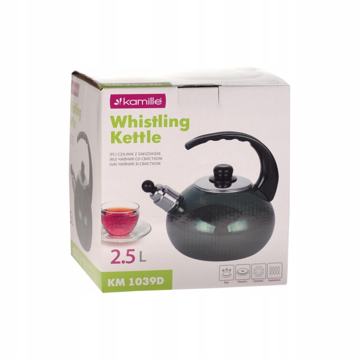 Ceainic cu Fluier emaliat, capacitate 2,5L, compatibil inductie - imagine 6