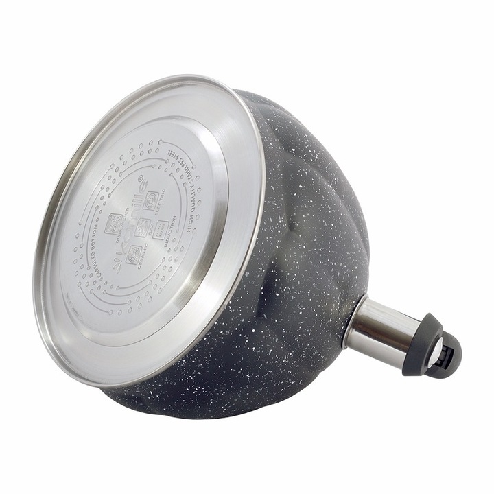 Ceainic Kamille 3L din inox cu fluier, design marmurat negru - imagine 3