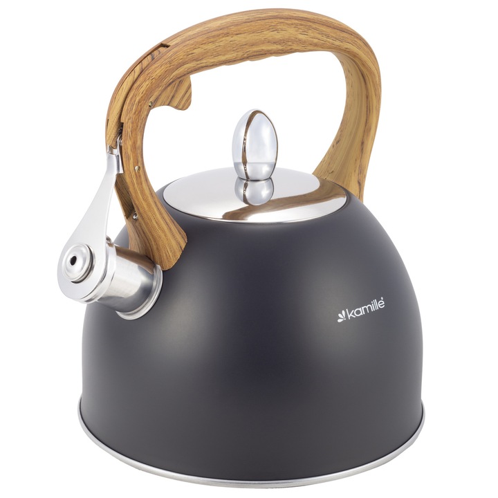 Ceainic Kamille 2,5 L din inox, negru, pentru toate tipurile de plite