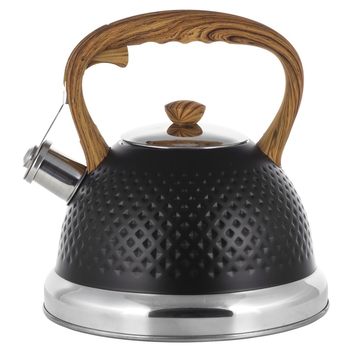Ceainic cu Fluier Kamille 2.7L din inox negru cu fluier - imagine 3
