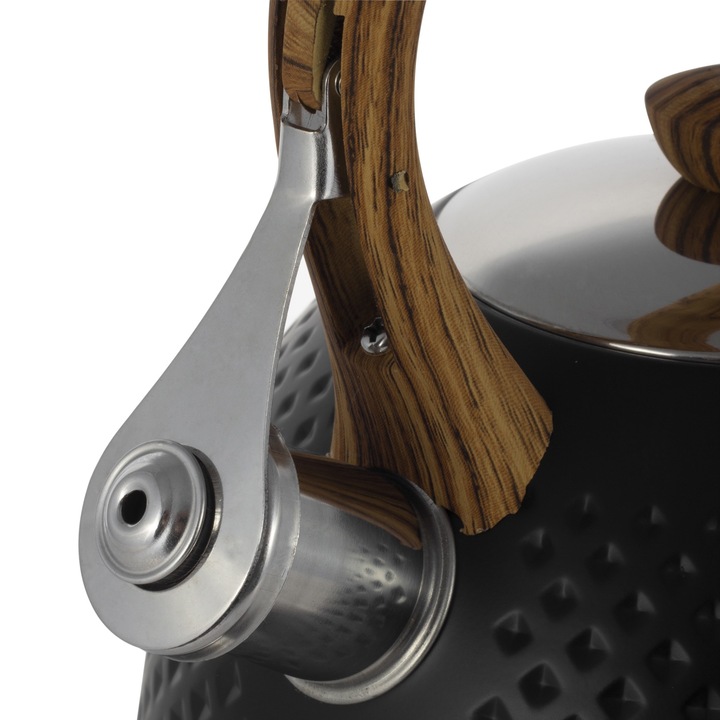 Ceainic cu Fluier Kamille 2.7L din inox negru cu fluier - imagine 6