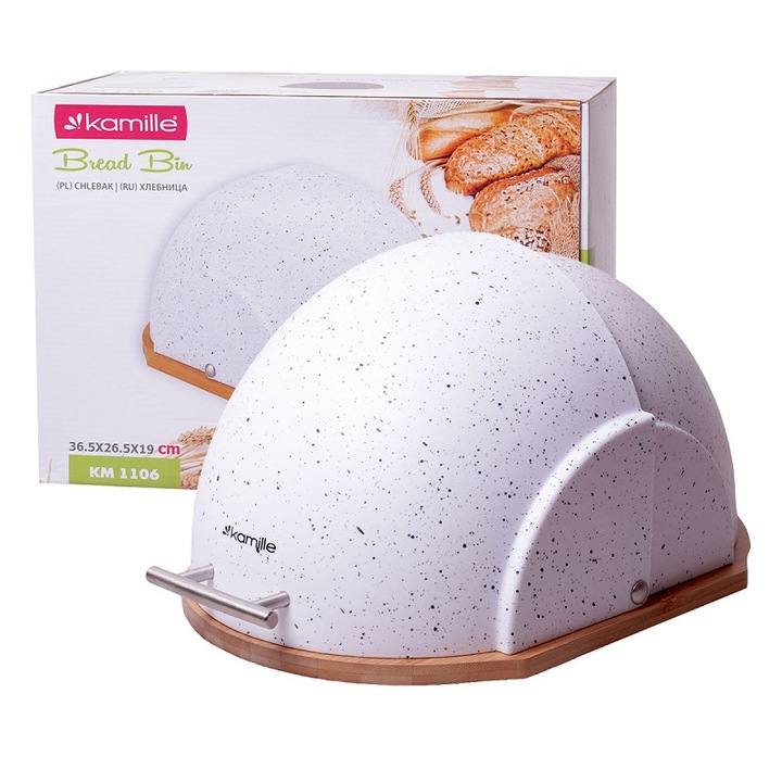 Cutie pentru pâine Kamille din bambus și acril 36.5x26.5x19 cm