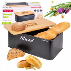 Cutie pentru pâine Kamille din oțel cu capac din bambus