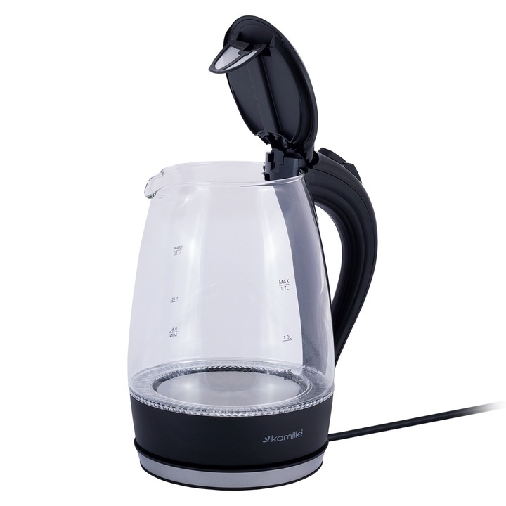 Fierbător electric Kamille 1.7L din sticlă cu iluminare LED albastră 2200W - imagine 4