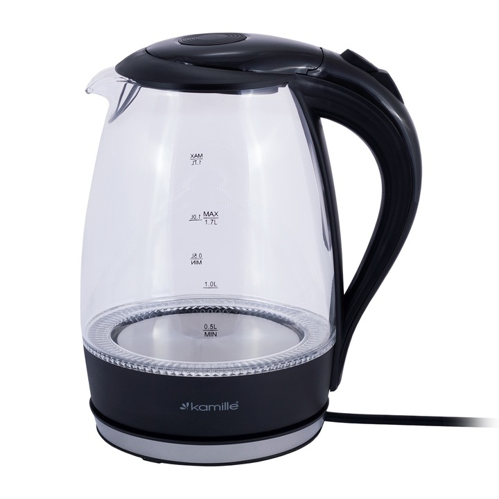 Fierbător electric Kamille 1.7L din sticlă cu iluminare LED albastră 2200W - imagine 5