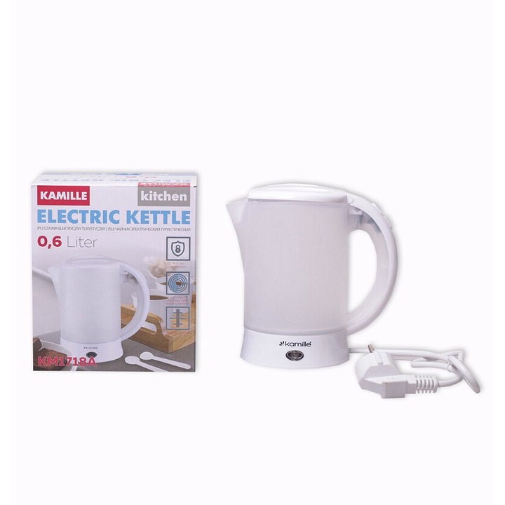 Fierbător electric Kamille 0.6 L de călătorie cu 2 căni și 2 lingurițe - imagine 6