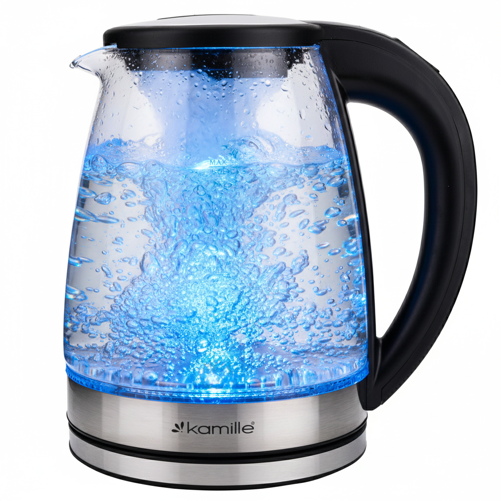 Fierbător electric Kamille 1.8 L reglare temperatură – sticlă