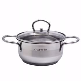 Oală inox Kamille 2 L cu capac din sticlă – pentru toate plitele