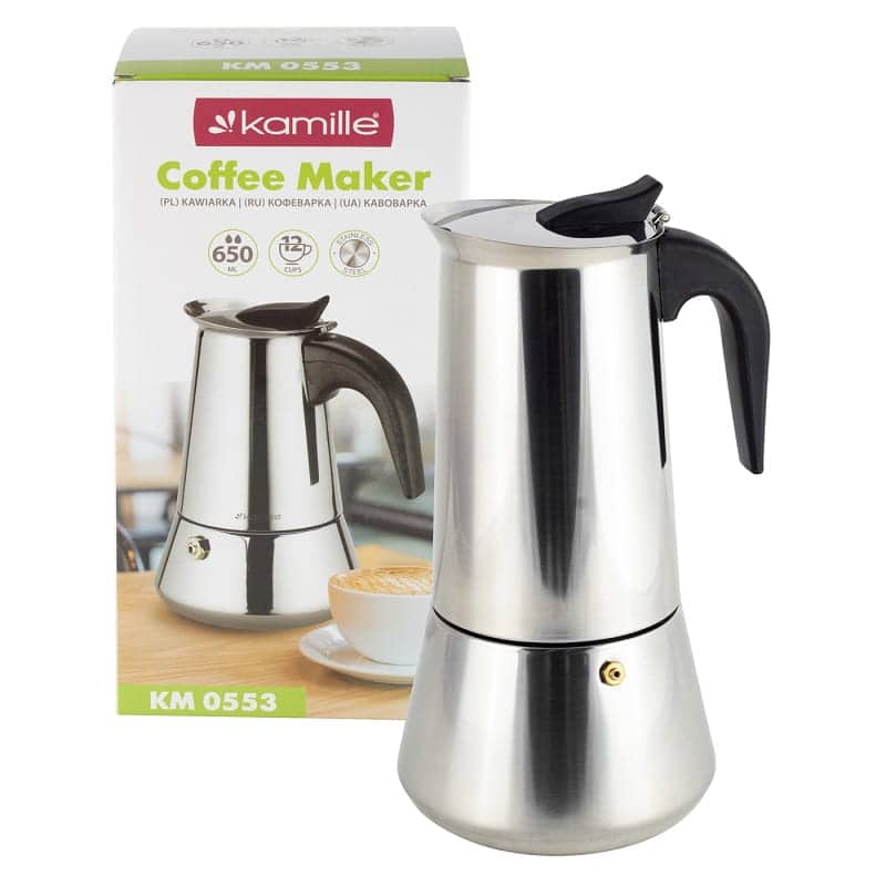 Cafetieră moka Kamille, espressor pentru plită din inox, 600 ml, 12 cești - KM0553 - imagine 7