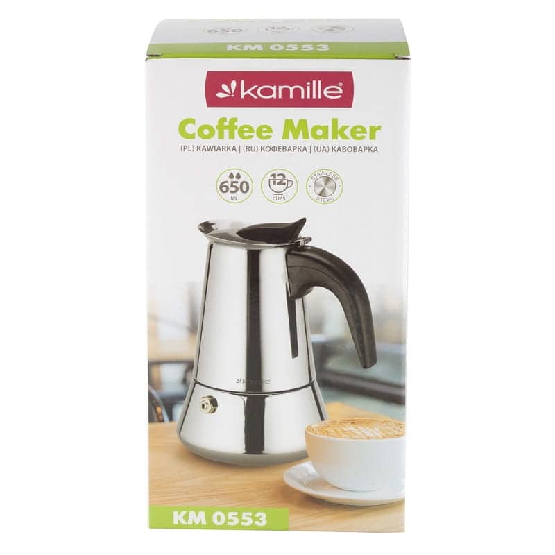 Cafetieră moka Kamille, espressor pentru plită din inox, 600 ml, 12 cești - KM0553 - imagine 8