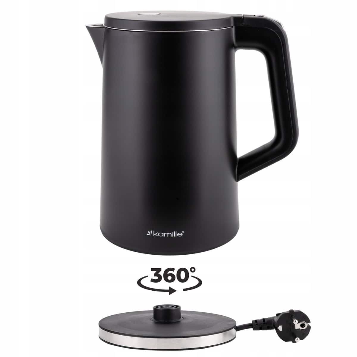 Fierbător electric Kamille, 1,7 L, 1800 W, interior din inox SUS304, negru - KM1707B - imagine 5