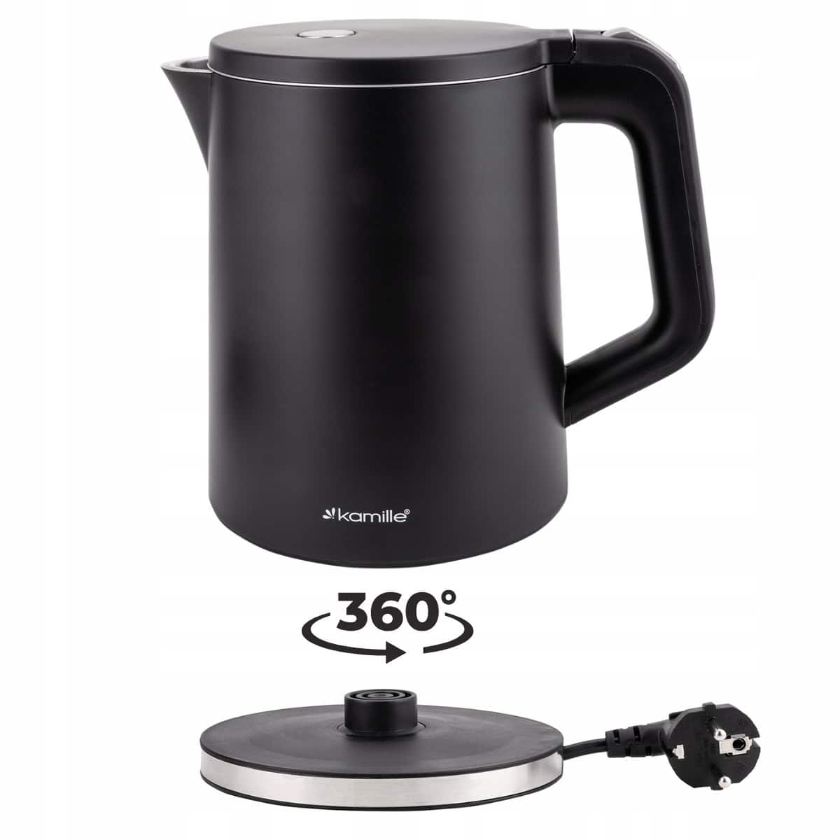 Fierbător electric Kamille, 1,2 L, 1800 W, interior din inox SUS304, negru - KM1707A - imagine 5