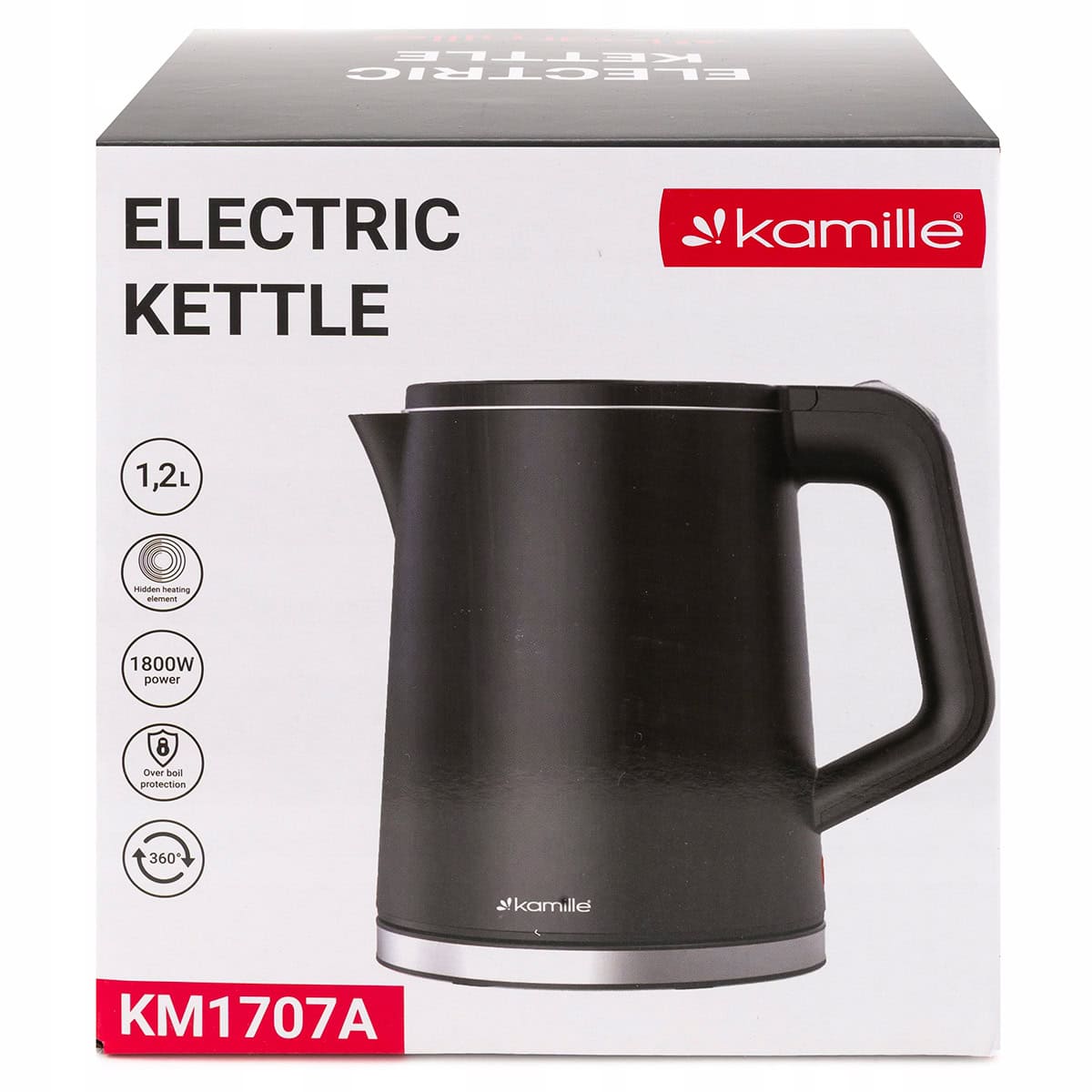 Fierbător electric Kamille, 1,2 L, 1800 W, interior din inox SUS304, negru - KM1707A - imagine 8