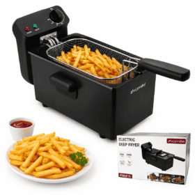 Friteuză electrică Kamille 3 L, 2000 W, temperatură reglabilă până la 190°C, negru - KM6816