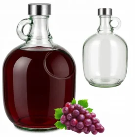Damigeană din sticlă 2 L pentru vin și lichioruri, cu mâner, Kamille - 9204