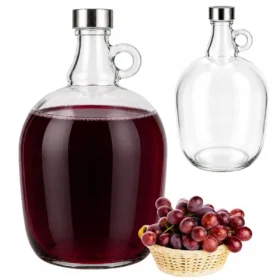 Damigeană din sticlă pentru vin și lichioruri, 3 L, cu dop filetat și mâner, Kamille - 9203