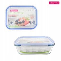 Recipient din sticlă pentru alimente Kamille 1040 ml, cu capac, 21,2 x 15,8 x 7,7 cm - 9103