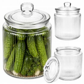 Borcan din sticlă cu capac Kamille, 1 L, transparent, pentru depozitare alimente - 9211