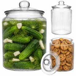 Borcan din sticla cu capac pentru depozitare si muraturi, 6 L, transparent, Kamille - 9208